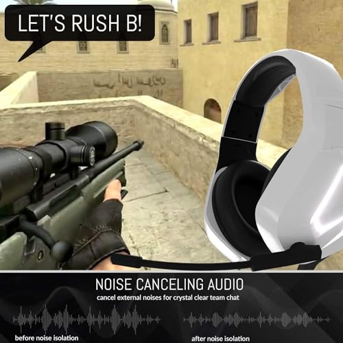 Orzly Gaming Headset (White) for PC and Gaming Consoles PS5, PS4, Xbox Series X | S, Xbox ONE, Nintendo Switch & Google Stadia Stereo Sound with Noise Cancelling mic - Hornet RXH-20 Siberia Edition - color: White