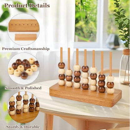 4 in a Row Game Wooden - 4 Connect in a Row Classic Strategy Game for Adults Kids,Four Connect Same Colour in a Row,Portable Travel Games Family Board