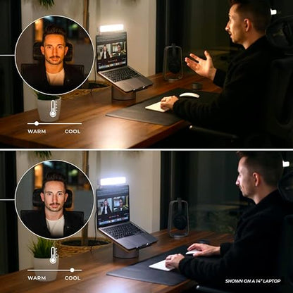 HumanCentric Premium Video Conference Lighting for Video Calls, Zoom | HighBeam Pro LED Webcam Light for Zoom Meetings & Streaming, Upgrade Monitor Ring Light with dual Video Conference Light
