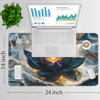 for MTG Game Playmat - 24 x 14 inches with Dices and Storage Bags, Non-Slip Base for TCG and Board Game Card Mats, Trading Card Games Mat, Enchanted Lotus of Love Pattern Collectible Card Playmats - color: Jv-playmat-p7-1-d118