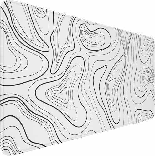 Large Mouse Pad 31.5 x 11.8 in, Gaming Mousepad with Stitched Edges, Premium Microfiber Cloth Surface, Waterproof Non-Slip Base Keyboard Desk Mat for Home Office Gaming, White Black Lines - color: White Black Lines, size: 31.5L x 11.8W inches