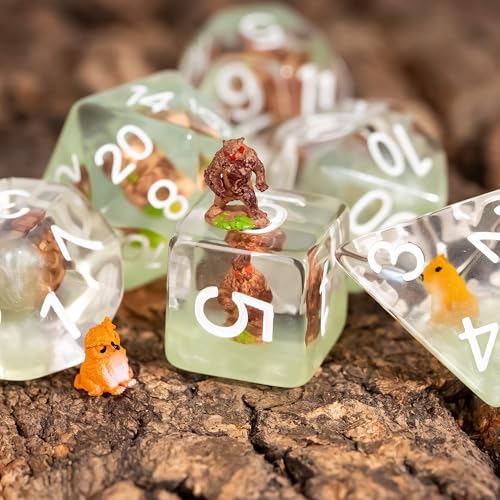 UDIXI 7PCS Polyhedral Dice Set D&D Owlbear DND Dice Set for Tabletop Games | Velvet Storage Bag, DM Gift, for Dungeons and Dragons Role Playing Games Board Games - color: Owlbear