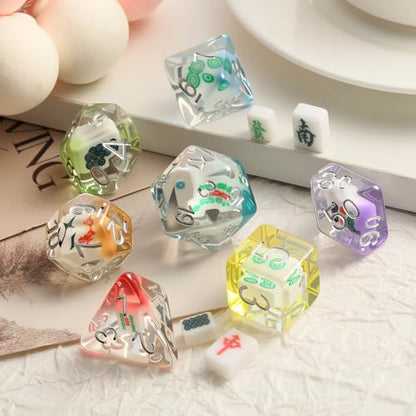 Mahjong Resin DND Dice,DNDND 7PCS Dungeons and Dragons Dice Set with Velvet Bag for DND Role Playing Games and Tabletop Games（Mahjong - color: Mahjong