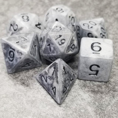 Sage’s Portal Stones DND Dice Set Acrylic Opaque 7-PC Polyhedral DND Dice Set for Dungeons and Dragons D&D Sage’s Cantrips RPG Tabletop TTRPG (Ancient Silver Stone) - color: Ancient Silver Stone