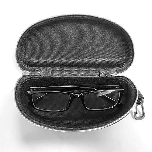 3 Pack Zipper Shell Eyeglasses and Sunglasses Case with Plastic Carabiner Hook - color: Silver
