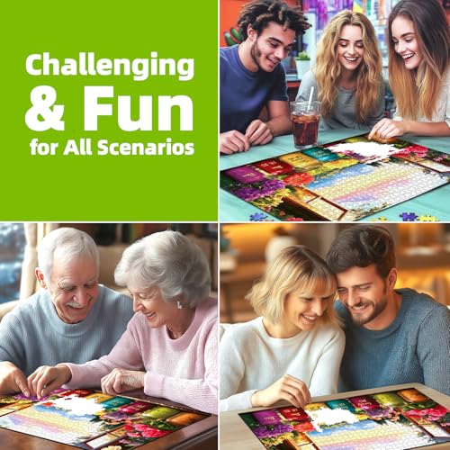 Christian Bible Puzzles for Adults 1000 Pieces, Wishful Window Religious Puzzles with Inspirational Verses, Impossible Challenging Puzzle Perfect for Family Game Nights,Include Poster & A-F Letter - color: Flowers Jars