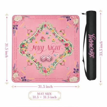 Mahjong Mat 31.5x31.5 Inch, Non-Slip Rubber 3mm American Mahjong Mat with Rules, Hand-Painted Look Noise Reducing Game Mat for Table (M Night) - color: M Night