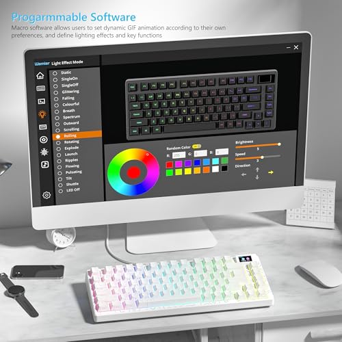 Womier SK80 75% Percent Keyboard Gaming with Color Multimedia Display | Mechanical Keyboard Topographic, Hot Swappable Gasket Mount RGB Creamy Key board Pre-lubed POM Switch for Mac/Win,White - color: White Topographic