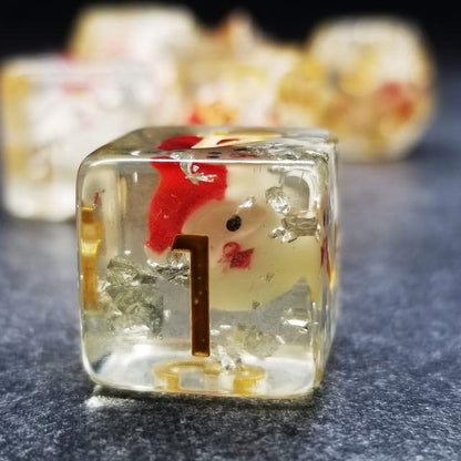 Sage's Portal Familiars and Reagents Resin DND Dice Set Polyhedral Dice Set for Dungeons and Dragons RPG Tabletop TTRPG (Jolly Santa) - color: Jolly Santa