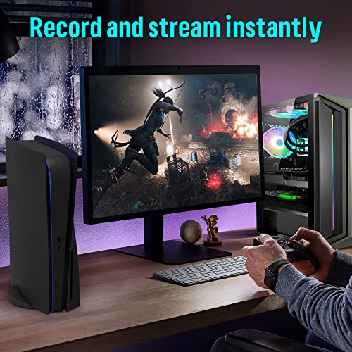 Game Capture Card, HDMI PCI-E 4K 30fps Record | Live Stream from Gaming Systems, Camcorders, DSLRs, Support Zero Delay HDMI Loop-Out