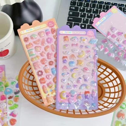 3D Cute Mini Puffy Stickers,8 Sheets 400+Kawaii Air Decorative Stickers HEYFUMMAI for Phone Case Or DIY Planners Notebooks Scrapbooks Handbooks Decoration ﻿ - style: 8PCS Stickers
