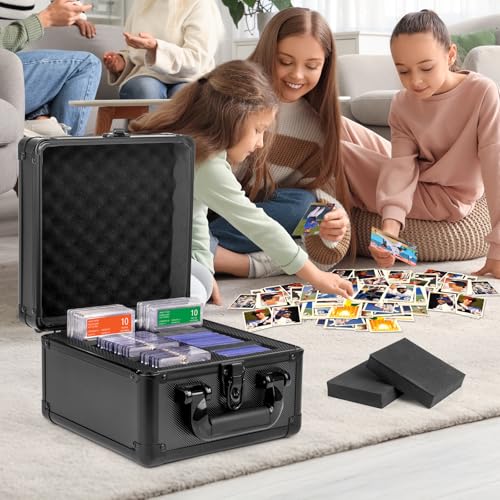 Trading Card Storage Box, Graded Card Case, Top Loader Storage Cases with Lock, Hard Card Boxes for Sports Cards hold up to 70 PSA, 250+ Top Loaders - size: Medium