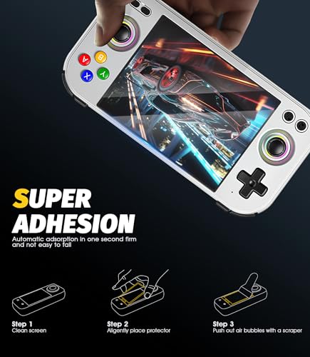 Orzero (3 Pack) Tempered Glass Screen Protector Compatible for ANBERNIC RG477MV Handheld Game Console, 9H High Definition Anti-Scratch Bubble-Free - size: ANBERNIC RG477MV