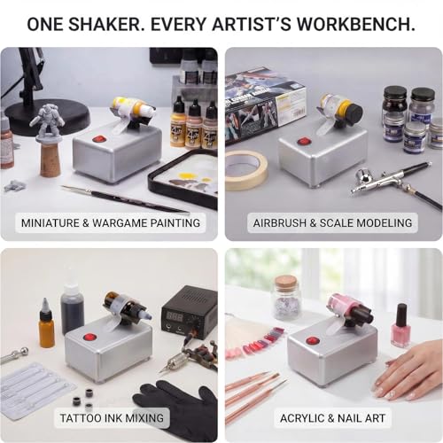 Electric Paint Shaker,Multi-Use Mixer for Nail Polish & Model Paints | Anti-slip base,Hands-free switch,Revives paint & polish, Saves time,Compact footprint,Fits dropper bottle & pot,Vortex mixer - color: Silver