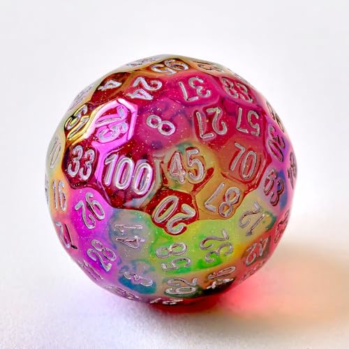 Bescon Dazzling Red 100 Sided Dice, Game Dice D100, Polyhedral Solid 100 Sides Dice 45MM in Diameter (1.8inch) - color: D100 Dazzling Red