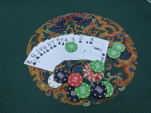 Chinese Style Mahjong Mat, 31.5 * 31.5'' Anti Slip and Noise Reduction Mahjong Table Mat for Poker, Card, Board & Tile Games (Dark Green) - style: Dark Green