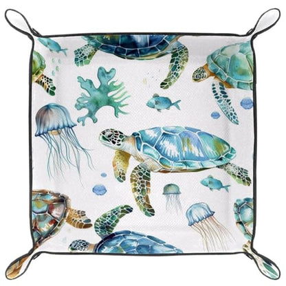 Ocean Turtles Dice Tray Dice Rolling Tray Folding Dice Holder for Dice Games, Like RPG, DND and Other Table Games - color: Multi 20