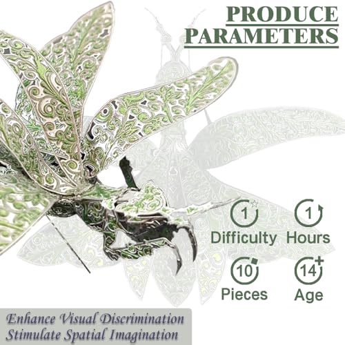 3D Metal Puzzles for Adults,3D Model Building Puzzle Kits,Cool Insect Animal Themed Design,Bugs Model Kits Brain Teaser DIY Assembling Crafts Kits Creative Ornament (Mantis) - color: Mantis