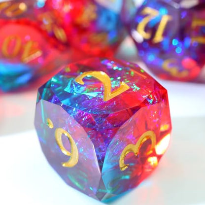 Handmade Resin Polyhedral DND Dice Set,Sharp Edge Diamond-Cut RPG Dice for Board Games Role Playing-RD-Mixed3 - color: Rd-mixed 3