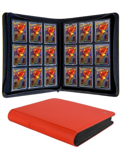 Top loader Binder - Holds 324+ Top Loaders for Cards, 9 Pocket Top Loader Binders with Sleeves for 3" x 4" Rigid Card Holders for Baseball, Football and other Cards (Orange) - color: Orange