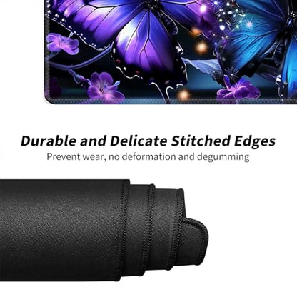 Purple and Blue Butterflies for MTG & TCG Playmat Mouse Pad,BFDHGQZC 24" x 14" Game Mat for MTG/RPG/CCG Trading Card Game Playmats Table Mat Perfect for Card Games Video Games Computer Office - color: Purple and Blue Butterflies
