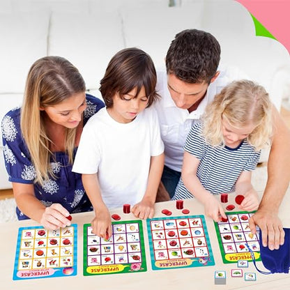 SpriteGru Alphabet Bingo Game, Uppercase/Lowercase/First Words Bingo Educational ABC Letter Learning Board Game for Kindergarten and Preschool Kids Aged 4+, Perfect for Classroom & At Home - style: Alphabet Bingo Game