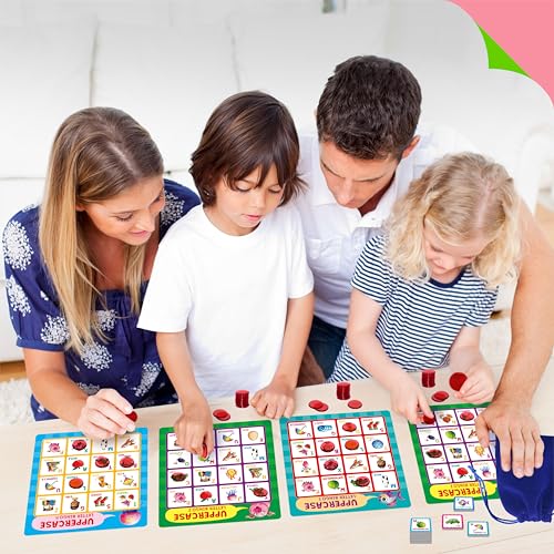 SpriteGru Alphabet Bingo Game, Uppercase/Lowercase/First Words Bingo Educational ABC Letter Learning Board Game for Kindergarten and Preschool Kids Aged 4+, Perfect for Classroom & At Home - style: Alphabet Bingo Game