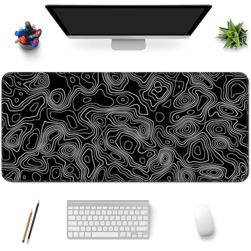 Desk Mat Pad,Large XXL Extended Mouse Pad Mat for Desktop Keyboard | 35''×15.6'' XXL Extended Gaming Mouse Pad with Non-slip Base Desk Matt Mousepad for Computer,Office,Keyboard and Laptop - color: A5-Topographic 2