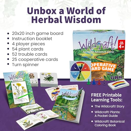 Wildcraft! Cooperative Board Game, Learn 25 Herbs, Family Game for Kids 4+ | Herbal Learning Game for Homeschool & Classroom Activities & More, Educational Board Game for Kids 4+ with Bonus Printables - style: Wildcraft!