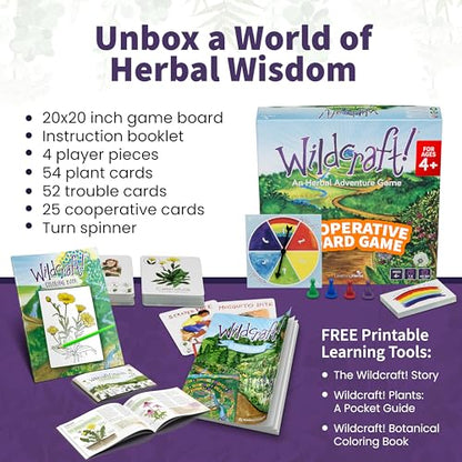 Wildcraft! Cooperative Board Game, Learn 25 Herbs, Family Game for Kids 4+ | Herbal Learning Game for Homeschool & Classroom Activities & More, Educational Board Game for Kids 4+ with Bonus Printables - style: Wildcraft!