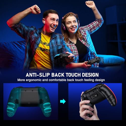 ELISWEEN Switch Controller 1-Pack, Wireless Pro Controller for Switch2/Switch/Lite/OLED, Bluetooth Gamepad with Programmable Back Buttons, Turbo, Vibration, Gyro, Compatible with iOS/Android/PC - color: Dark Red &Blue-1pack