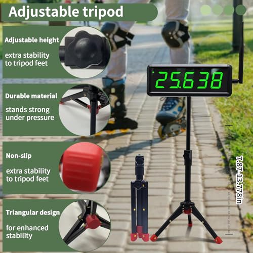 Sprint Timer for Track Wireless Race Clock, Stopwatch for Speed Training, Adjustable Tripod Precision Laser Racing Time（Smaller Tripod） - style: Smaller Tripod