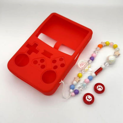 Silicone Case for R36S Handheld Game Console Protective Case with Lanyard Button Cover Accessory for Gift (Red) - color: Red