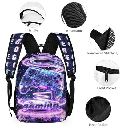 Custom Gaming Print Backpack, 17 in Laptop Bookbag for Teens | All-over print design | 900D PU nylon | Tear & abrasion resistant | Premium feel | Vibrant | Built for heavy daily use - color: Color 2 Custom