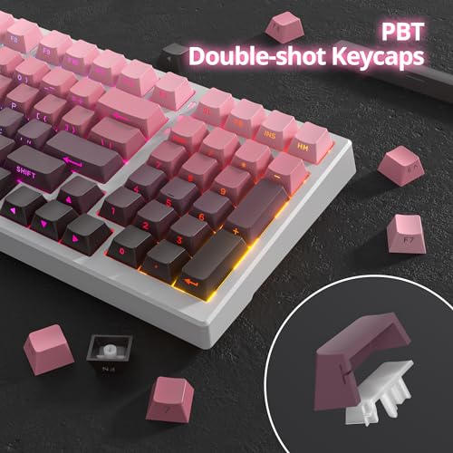 Guffercty kred PBT Cherry Profile 133-keys Gradient Side Printed Double Shot Backlit Keycaps for Gaming Keyboard (Gradient Red) - color: Gradient Red