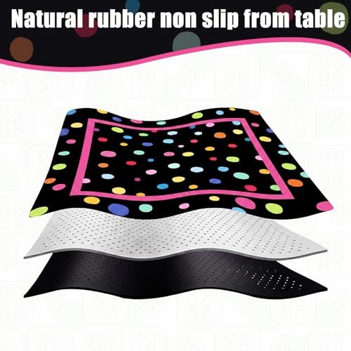 Drydiet Mahjong Mat for Table 31.5 x 31.5 Inch American Mahjong Mat with Carrying Bag, Non-Slip Noise Reduction Table Item for Family Poker Domino Board Game Night & Party Use(Polka Dot) - style: Polka Dot