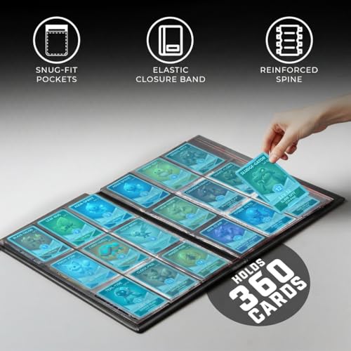 CardGuard Trading Card Binder Pro-Folio – 9 Pocket Binder - Side-Loading Album, Durable & Acid-Free Storage for Pokémon, YuGiOh, MTG, TCG, Game & Sports Cards, Black - color: Black