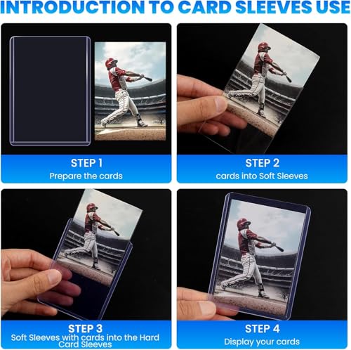 2000 Card Sleeves Top Loaders for Cards, 3" x 4" Hard Plastic Toploaders, Baseball Card Protectors, Trading Card Holder for Football Sports Cards (1000 Toploaders + 1000 Penny Sleeves) - size: 1000 Hard Sleeves + 1000 Soft Sleeves