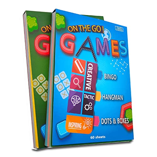 GRANDLMOON 6 Portable Travel Game Activities Notepad On The Go Plane Trip Game 4 x 6-inches (2 Pads and 60 Sheets Each) - size: 6X4