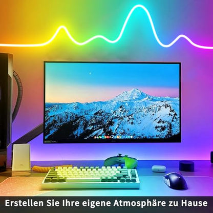 segrass 132Ft Neon Rope Lights,Flexible Led Rope Light Control with App/Remote,Multiple Mode Rope Lights,IP65 Outdoor RGB Led Neon Lights Waterproof,Music Sync Gaming Led Neon Light Strip for Bedroom