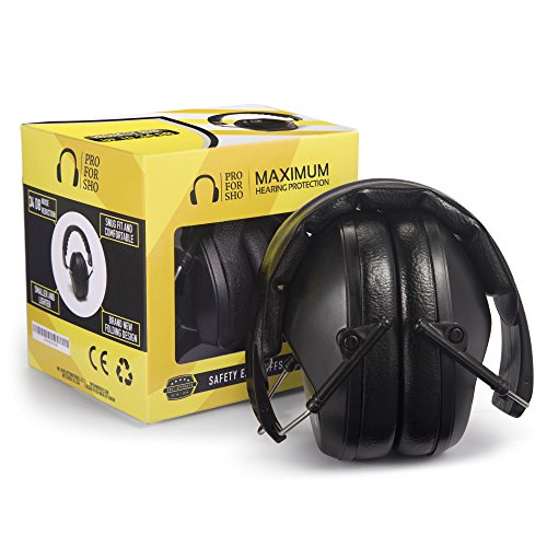 Pro For Sho 34dB NRR Hearing Protection Ear Muffs – Highest NRR Compact Design Ear Protection for Loud Events & Sensory Use - color: Black, size: Standard