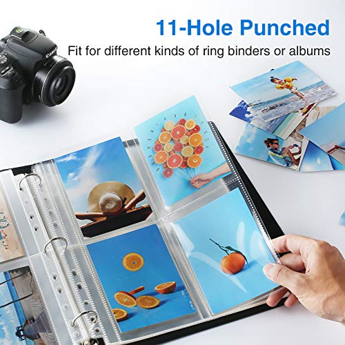 Sooez 30 Pack 3.5x5 Photo Sleeves for 3 Ring Binder, Hold 240 Pictures | Heavy Duty Plastic Binder Sleeves, Photo Album Refill Pages, Acid Free Archival Page Protector, Binder Inserts for Postcard - size: 3.5x5" 4-Pocket