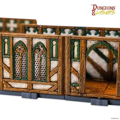 Dungeons & Lasers: Tudor Mansion Miniature Terrain Set – Unpainted by Archon Studios - Compatible with DND and Other Tabletop RPG Games