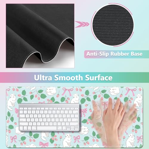 AIMSA Keyboard Wrist Rest Large Mouse Pad Wrist Support Combo, Bows and Kittens Keyboard Pad Desk Mat, Ergonomic Wrist Rest Cushion Pad for Home Office Gaming - color: Bows and Kittens
