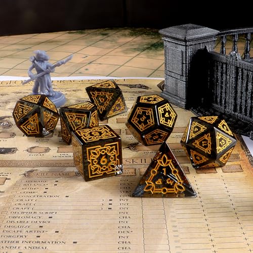 LUCKY-M Ivy Dice DND Set, Polyhedral Dice D&D for Dungeons and Dragons, Black Dice with Case for RPG MTG Tabletop Games Men & Women Gift(PII-Black) - color: Pii-black