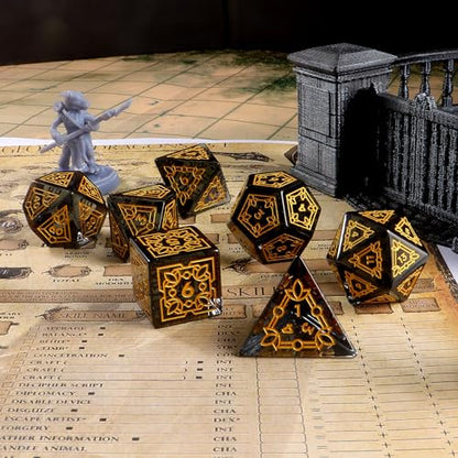 LUCKY-M Ivy Dice DND Set, Polyhedral Dice D&D for Dungeons and Dragons, Black Dice with Case for RPG MTG Tabletop Games Men & Women Gift(PII-Black) - color: Pii-black