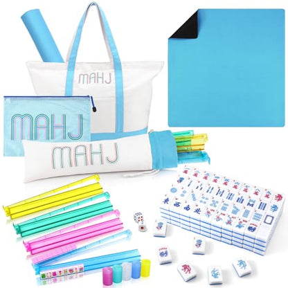 Ceenna American Mahjong Set with Carrying Bag,American,Blue - color: Blue