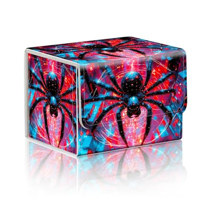 Trading Card Storage Box, Holds 100+ for MTG Cards, Premium PU Leather with Magnetic Closure, Neon Metropolis Giant Spider Durable Deck Box for Magic the Gathering, Trading Card Games - color: Neon Metropolis Giant Spider