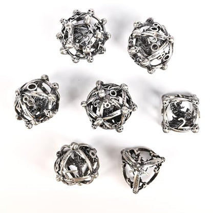 DND Metal Dice Set, UBEUCK 7PCS Gear Metal DND Dice Set for Dungeons & Dragons Board Games Boxes (Antique Nickel dice 2) - color: Antique Nickel Dice 2