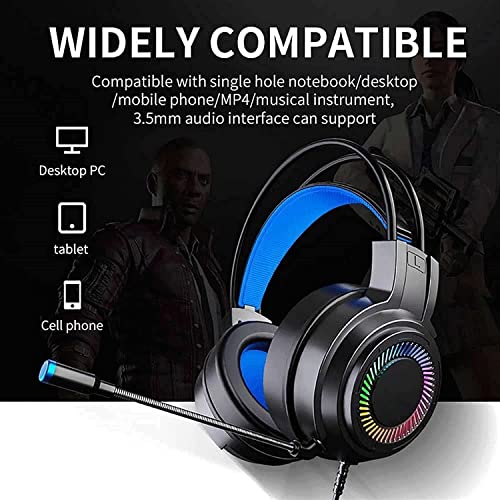 Gaming Headset Gaming Headphones with Noise Canceling Mic Stereo Bass Surround Sound Soft Memory Earmuffs Headset Compatible with PC Laptop